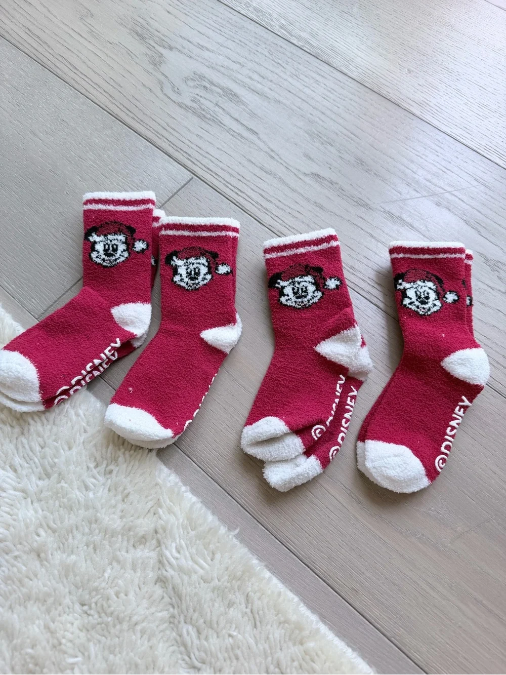 Disney Red Mickey Mouse Cozy Kids Socks with White Accents - Set of 4